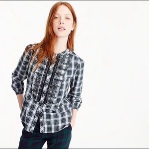3/$30- JCrew embellished tartan blouse sz 4